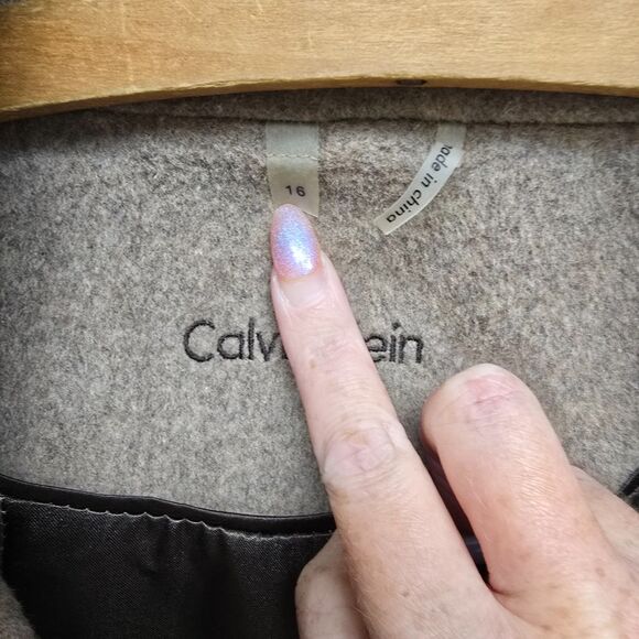 Calvin Klein Wool Blend Double Breasted Coat16 Oat Peacoat Winter Minimalist - Picture 8 of 12